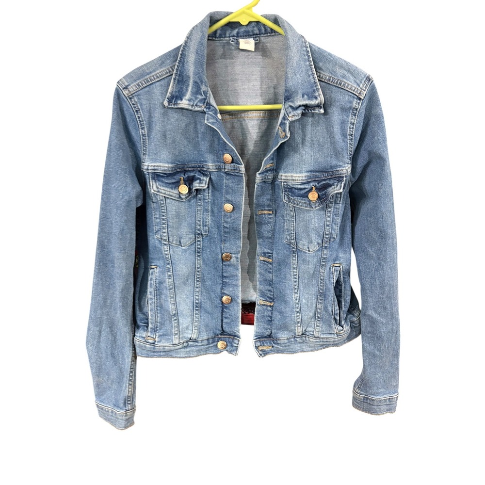 HM &Denim Light Wash Blue Trucker Jean Jacket Womens Size Medium M P/N 03990611